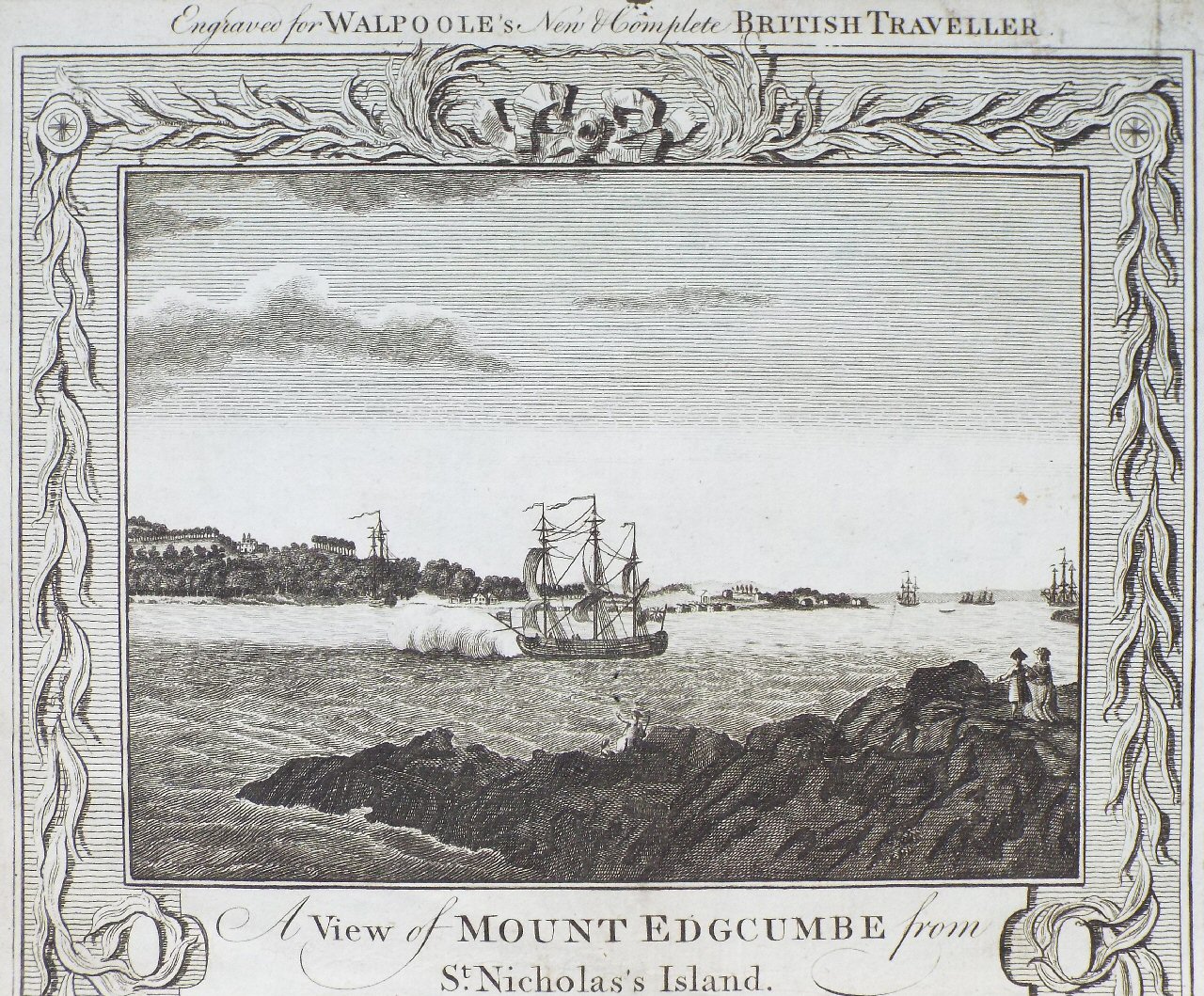 Print - A View of Mount Edgcumbe from St. Nicholas's Island.